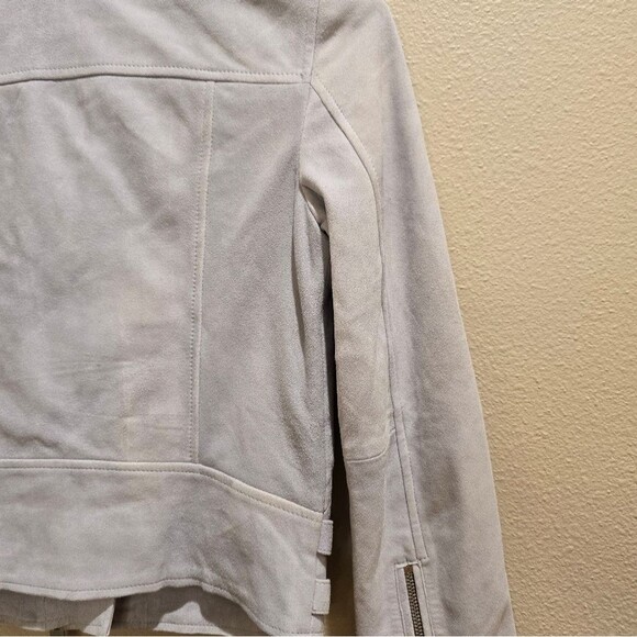 ALL SAINTS Sky Blue Suede Moto Jacket NWOT Sz 2 - Picture 16 of 16